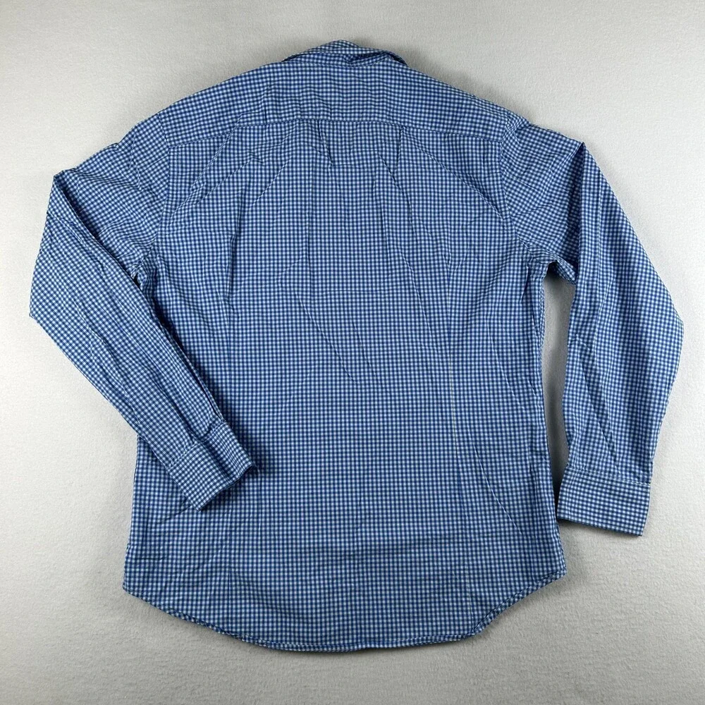 Banana Republic Shirt Mens Large Blue Check Long Sleeve Button Up Slim Fit